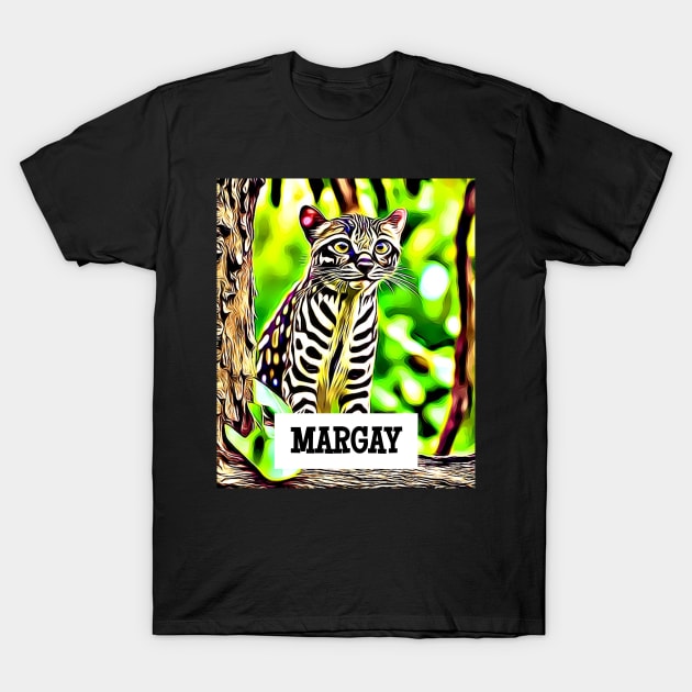 Artistically Rendered Margay in Natural Habitat T-Shirt by BubbleMench